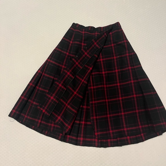 Vintage Pure Wool Plaid Pleated Skirt - Picture 1 of 3